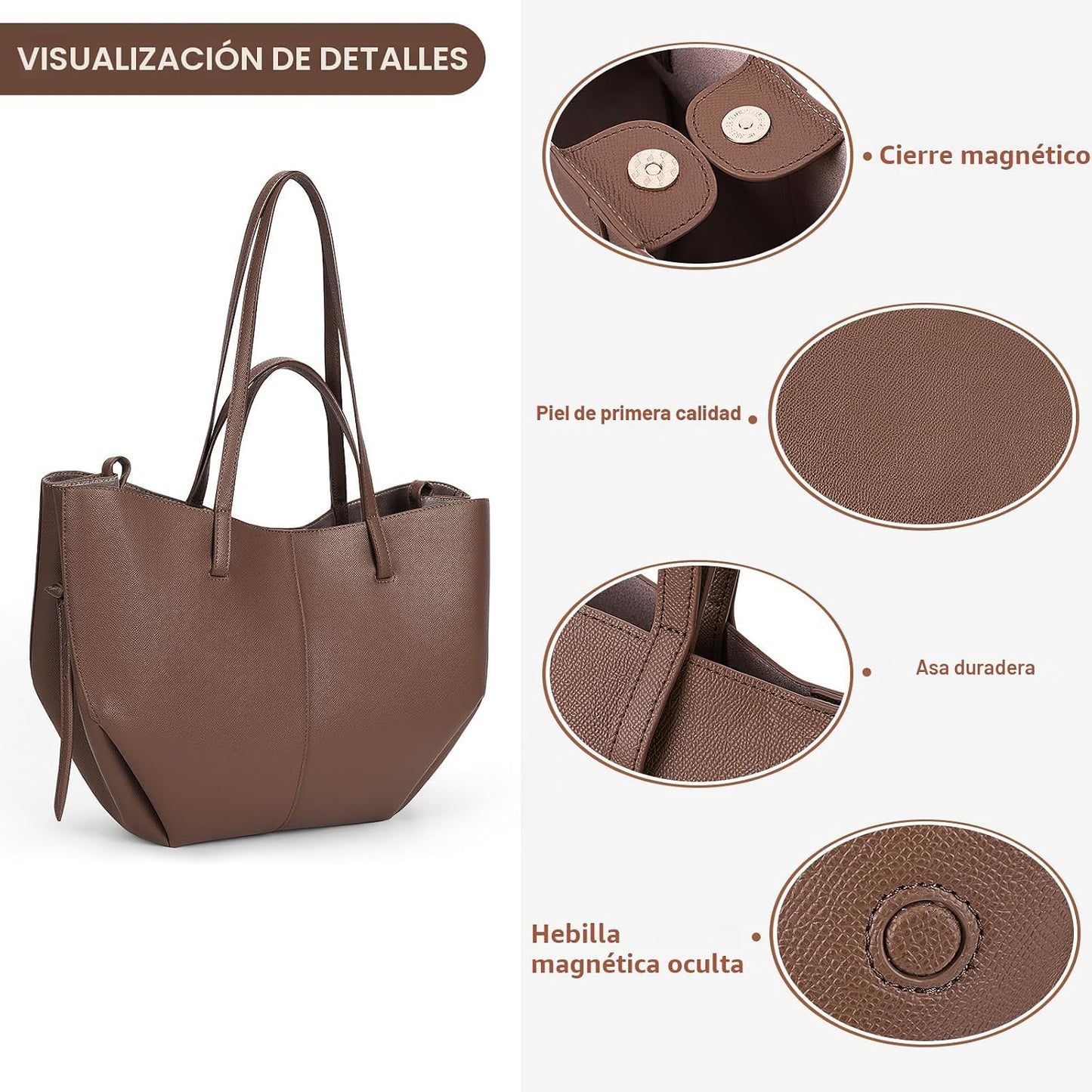 Juoxeepy Bolsa de trabajo de piel sintética para mujer, bolso de ma...