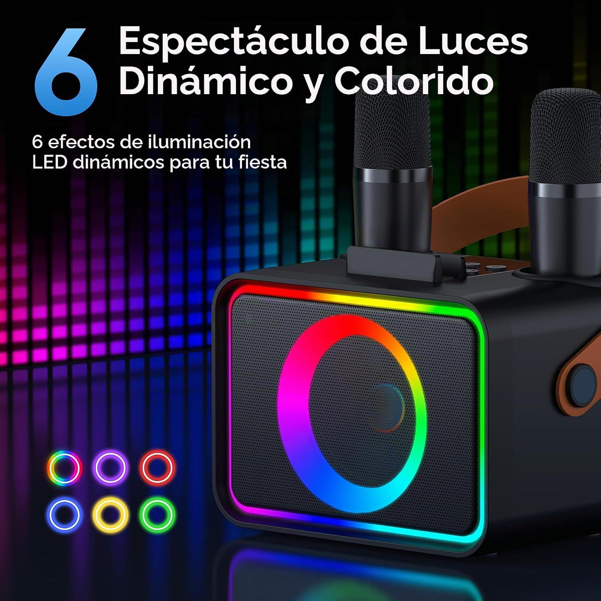 Máquina de karaoke para niños y adultos, altavoz Bluetooth, 2 micró...