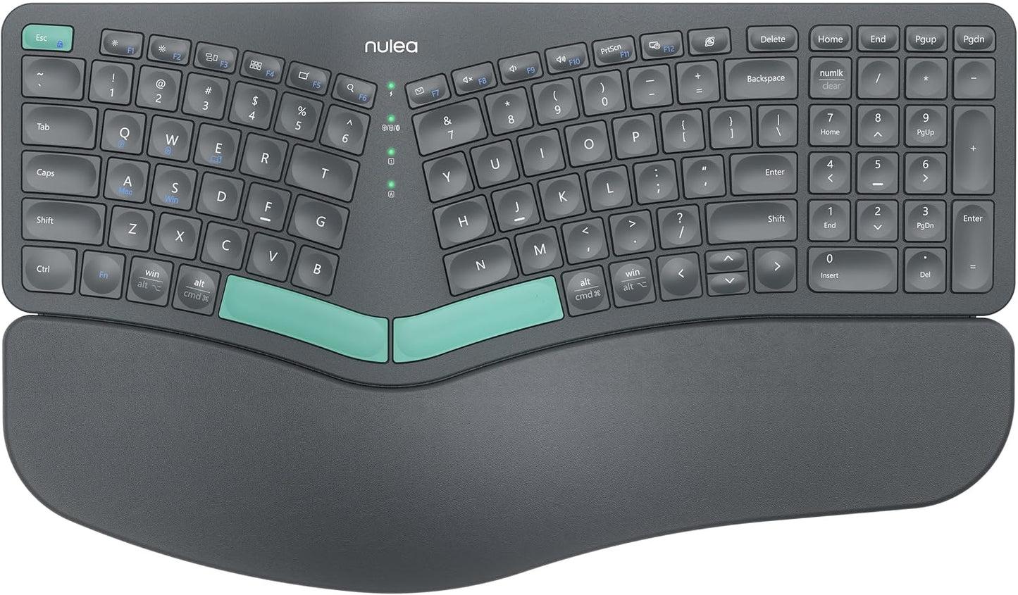 Nulea Reposamuñecas acolchado inalámbrico con teclado dividido ergo...