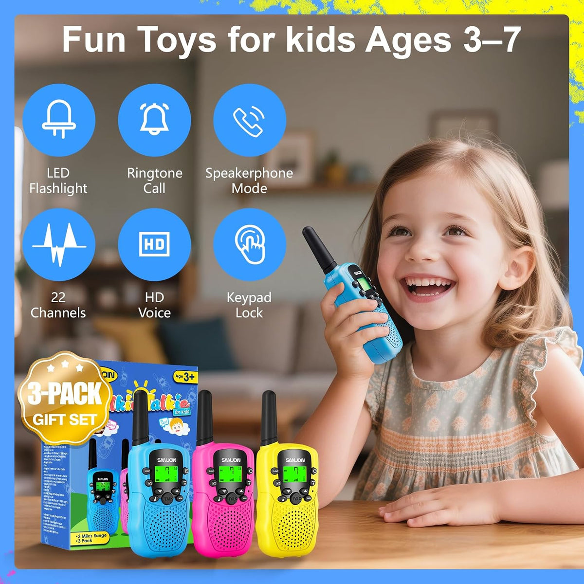 Walkie Talkies para niños, juguetes para niños y niñas de 4 a 6 año...