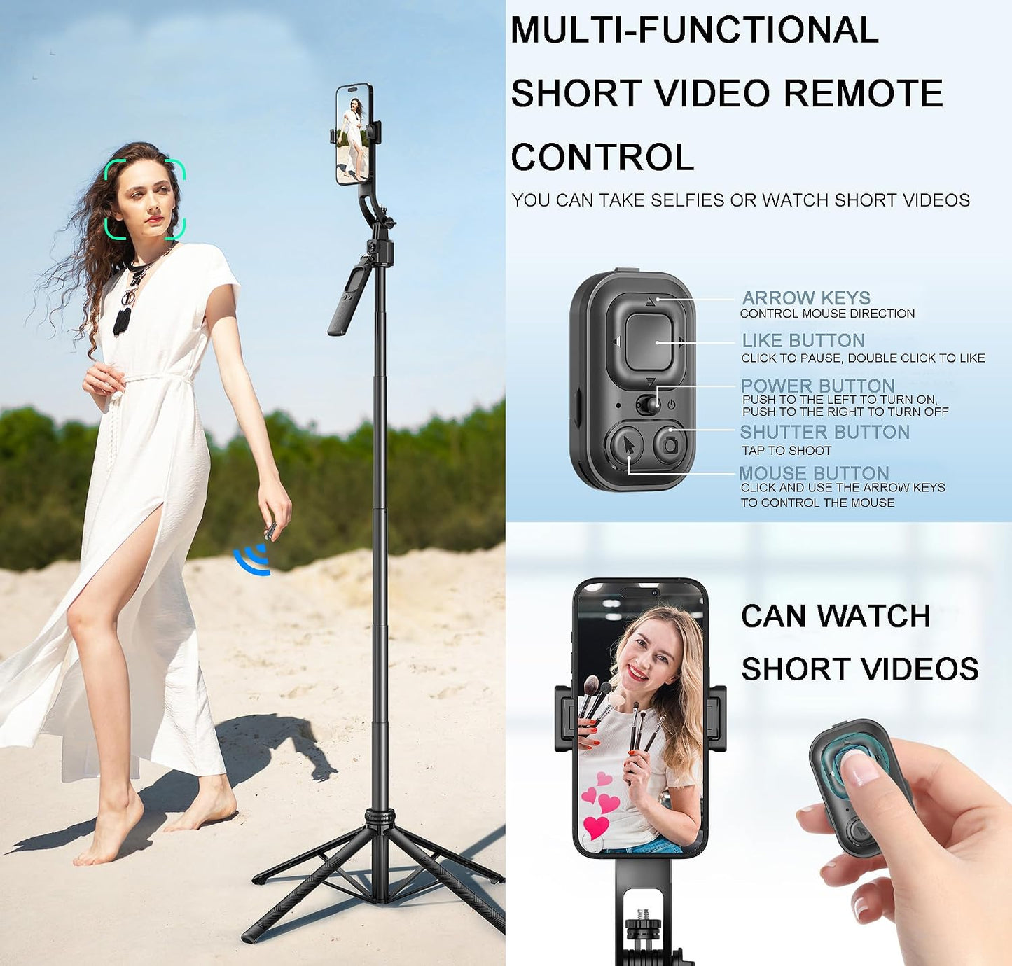 Sallnoy Trípode de seguimiento facial automático con luz y control...