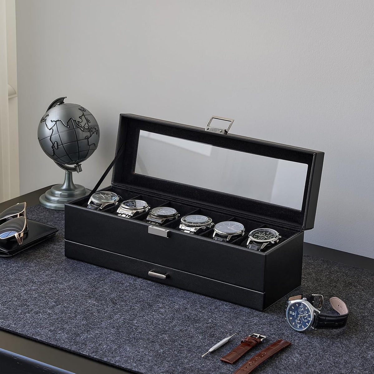 ProCase Estuche para reloj, organizador de caja de reloj con 6 ranu...