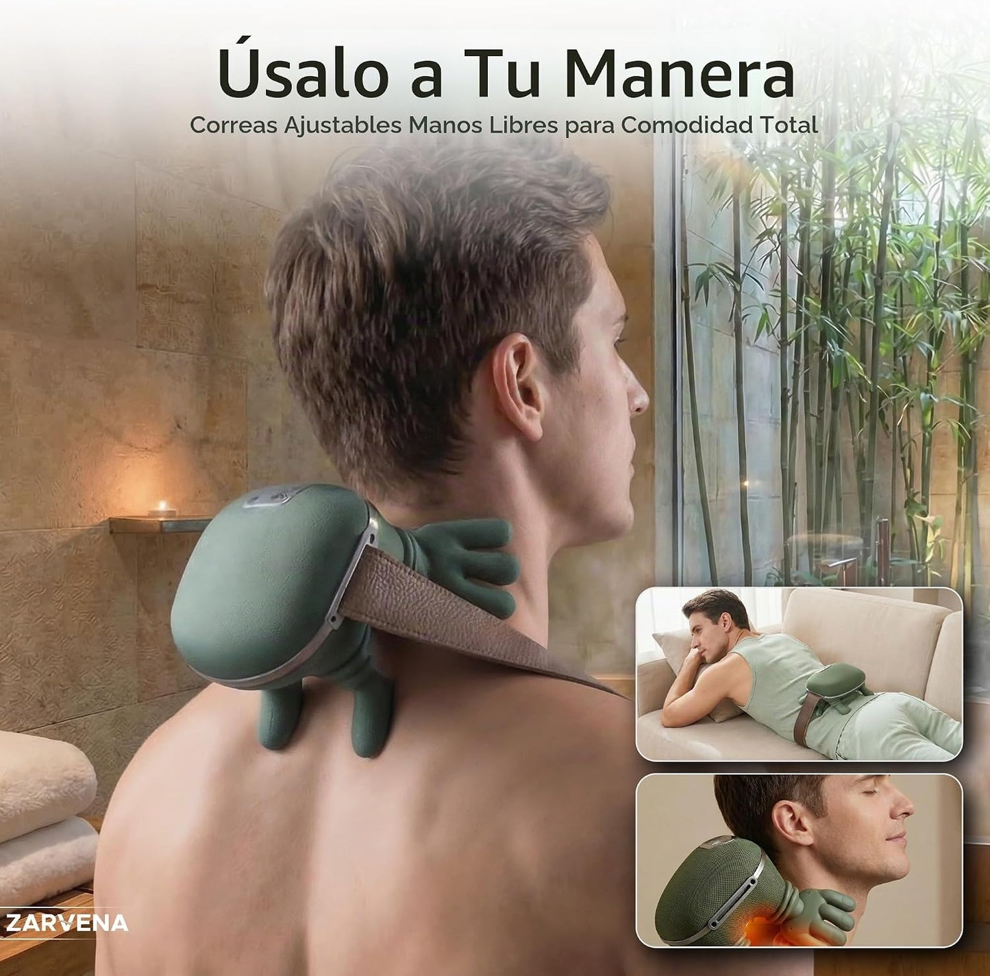 ZARVENA Masajeador de cuello con calor, amasamiento profundo para a...
