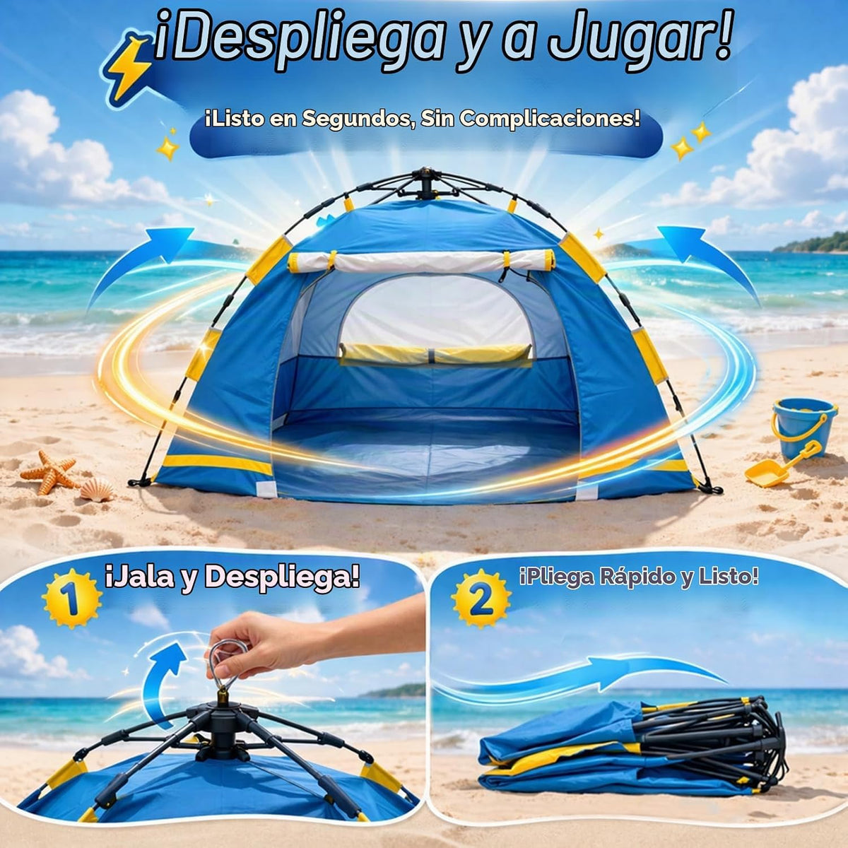Tienda de campaña de playa para bebés con protección UV UPF 50+, in...