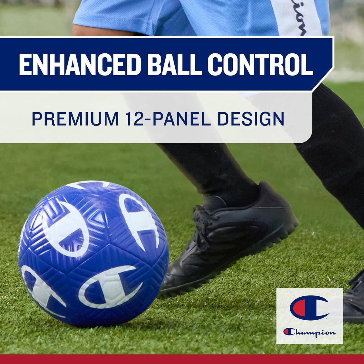 Champion Playmaker Logo Balón de fútbol desinflado con bomba, balón...