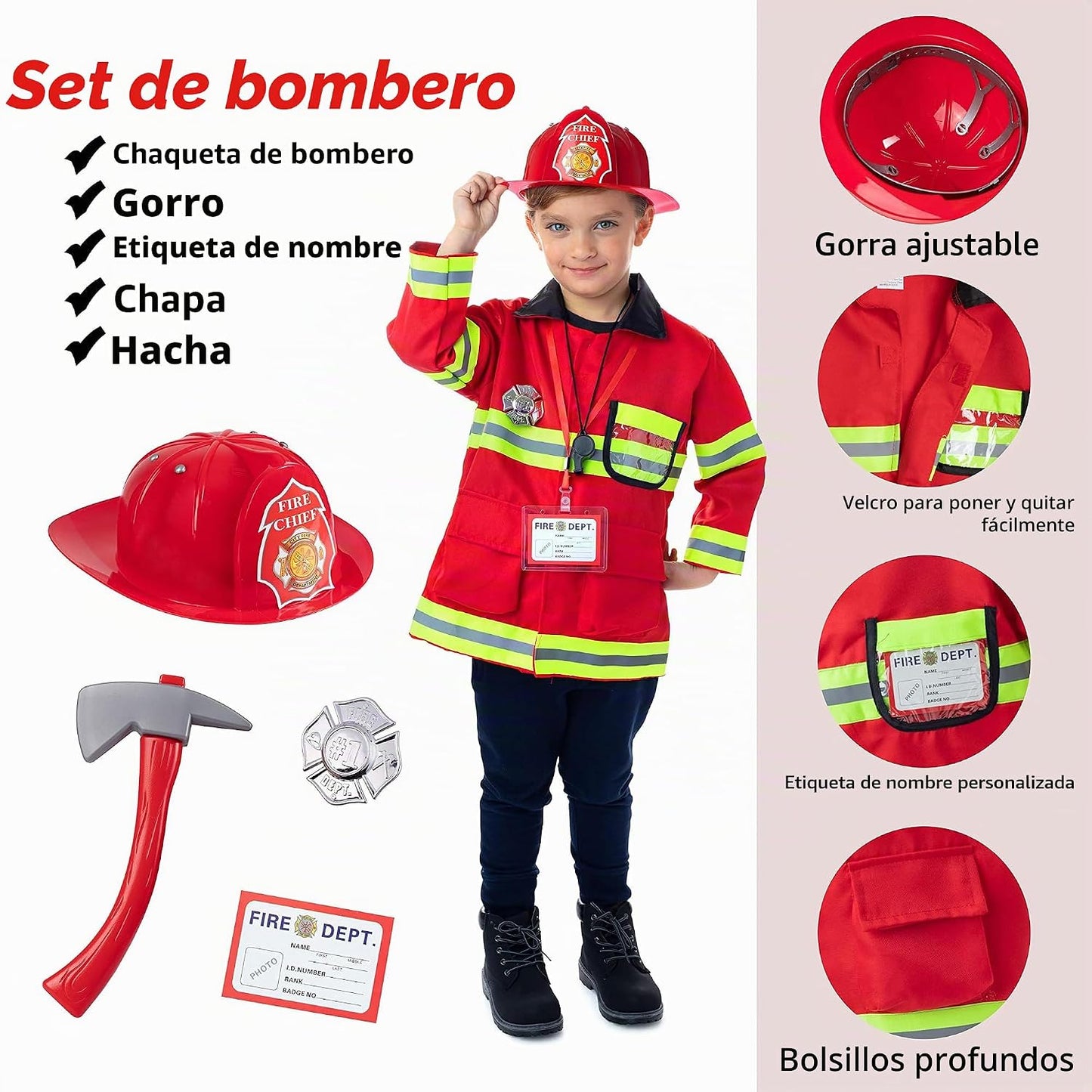 Born Toys Ropa de vestir 3 en 1 para niños, policía, bombero, médic...