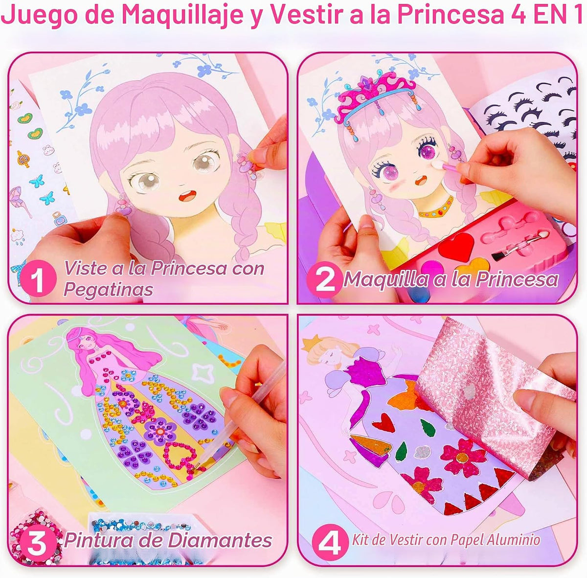 iGetooy Juego de disfraces 4 en 1, maquillaje de princesa fantasía,...
