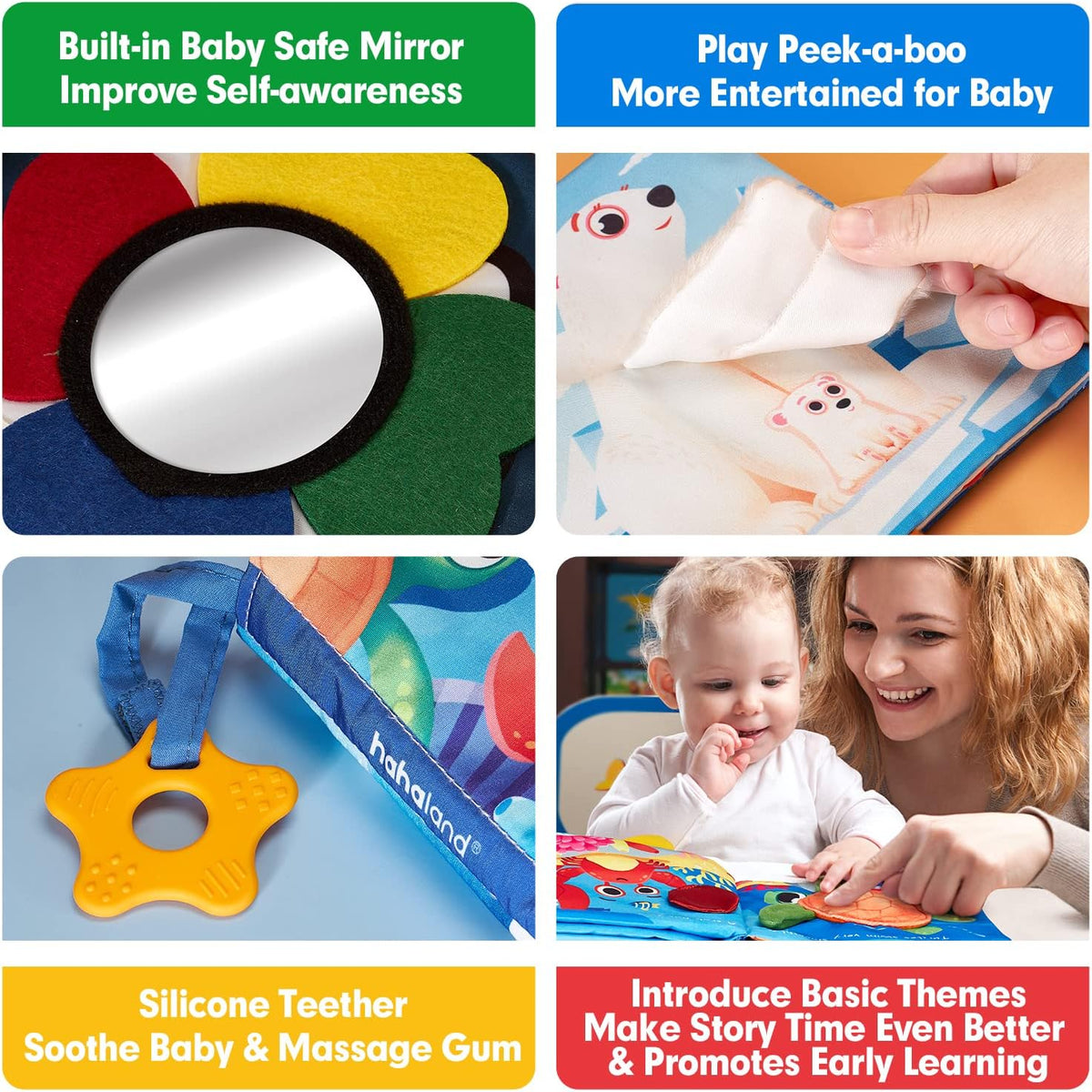 Juego de 4 libros de tela para bebés, juguetes suaves para bebés de...