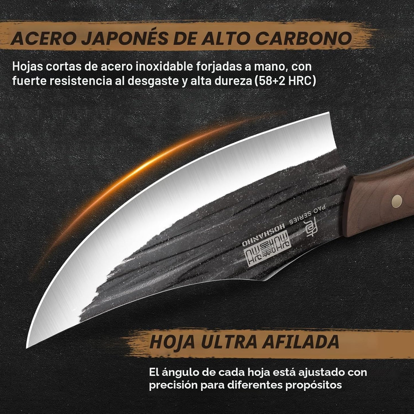 HOSHANHO Juego de cuchillos de cocina de carnicero de 8 piezas, jue...