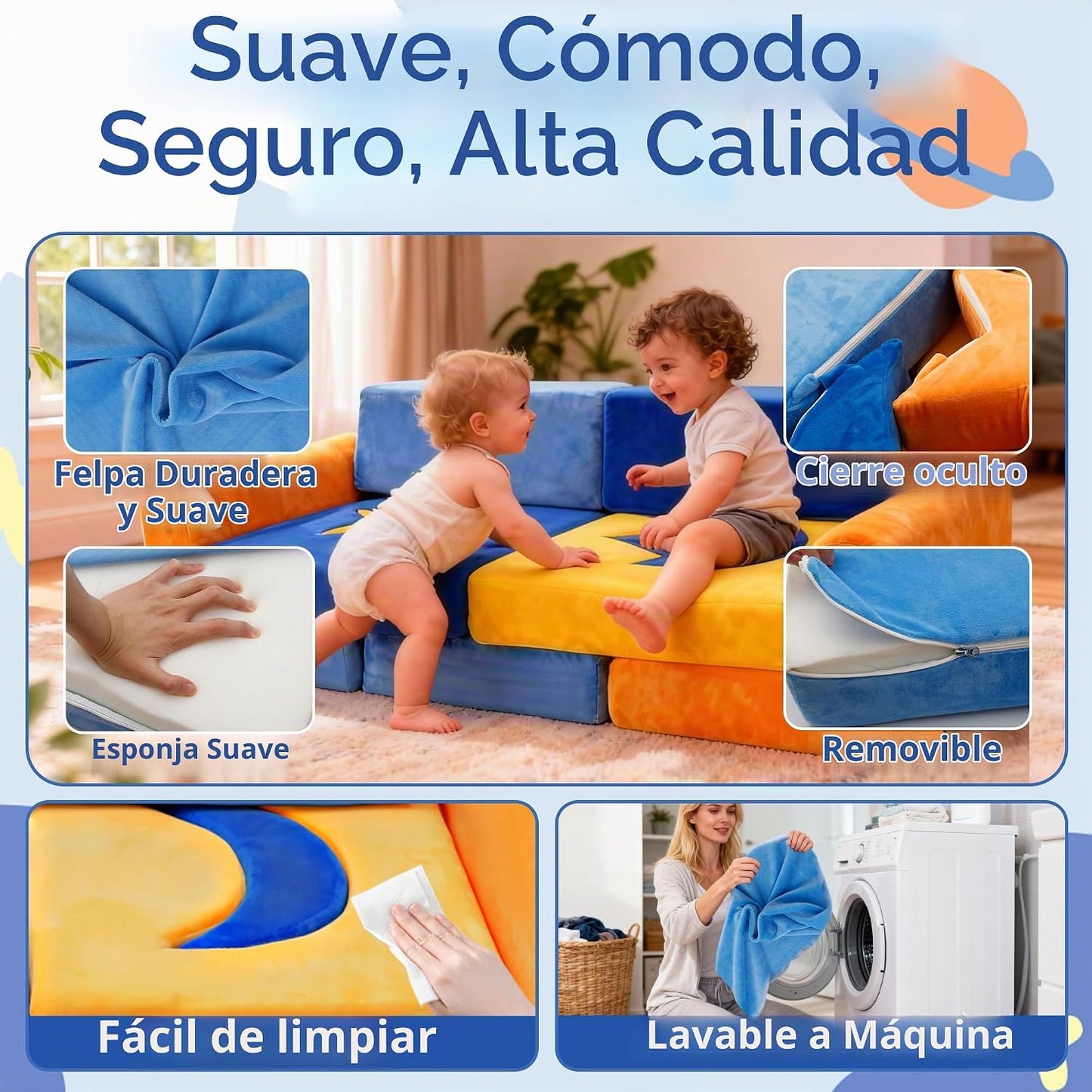 Sofá modular para niños de 11 piezas, sofá seccional de interior pa...