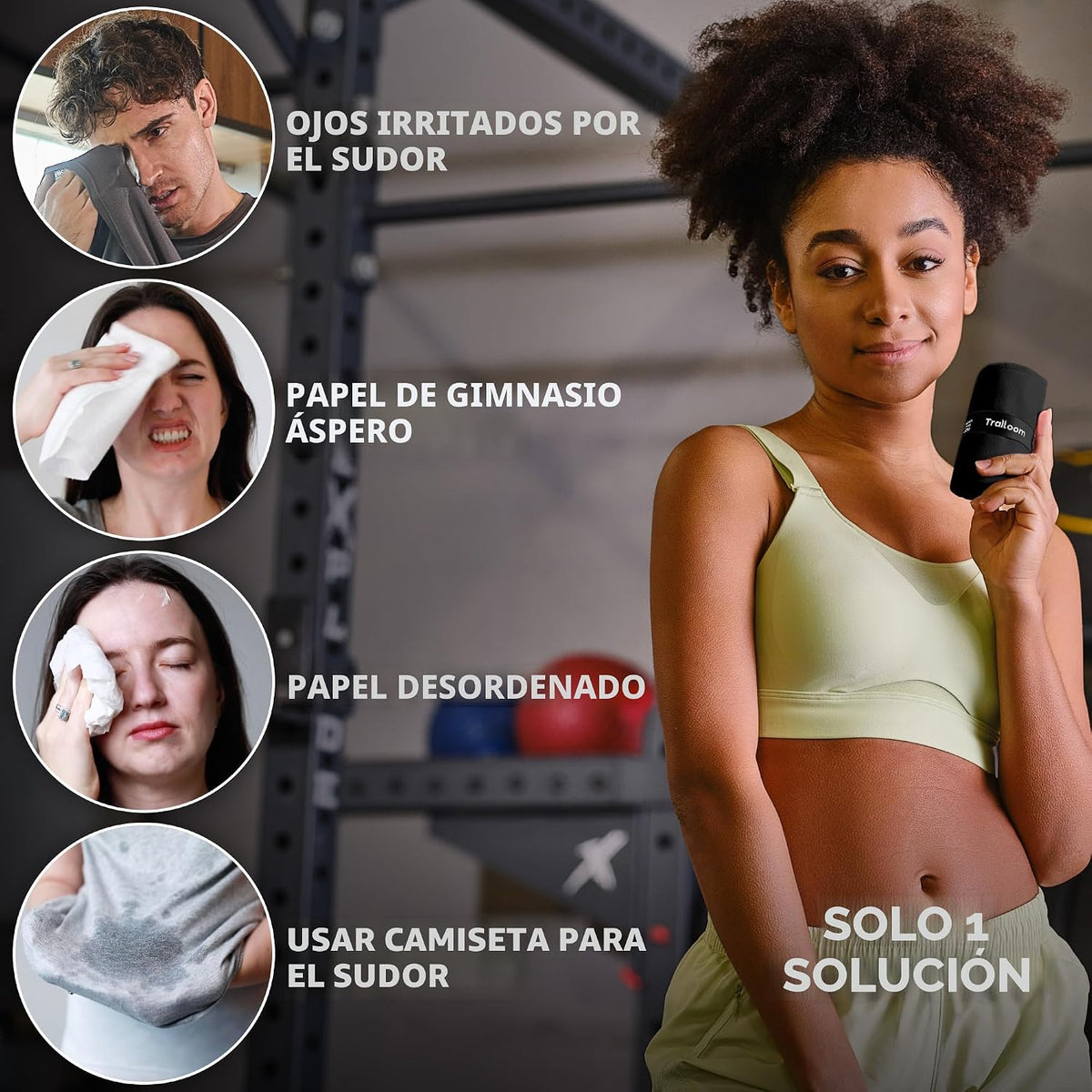 Trailoom Toallas de gimnasio de microfibra, de secado rápido, altam...