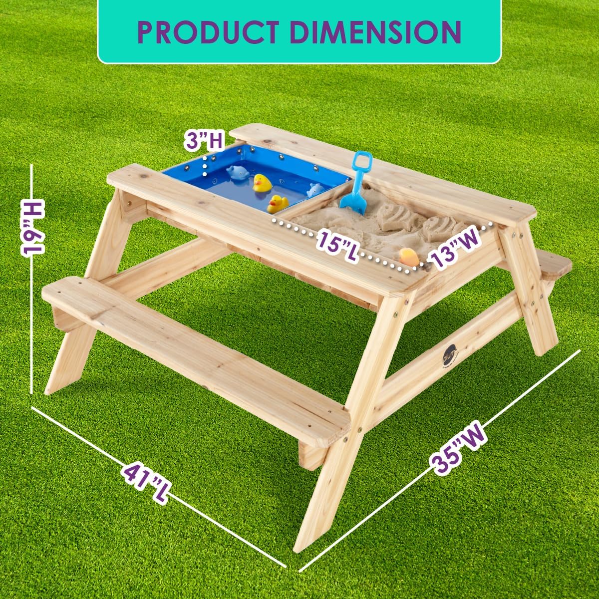 Mesa de picnic de arena y agua de madera Plum® Surfside - Mesa sens...