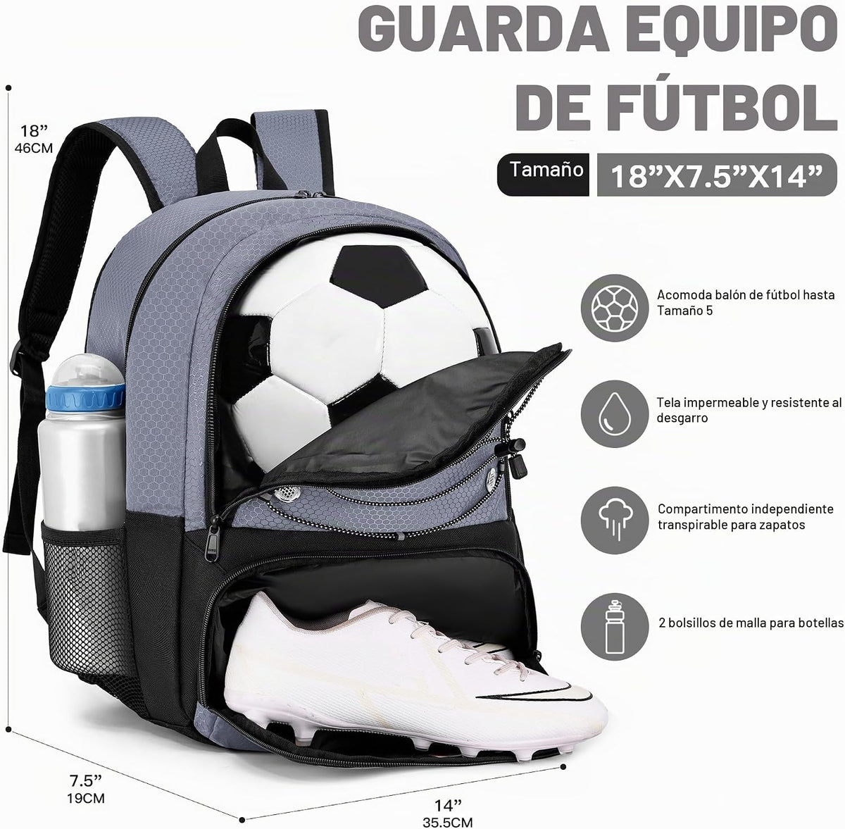 Hsmihair - Mochila de fútbol juvenil - Mochila para fútbol y balonc...