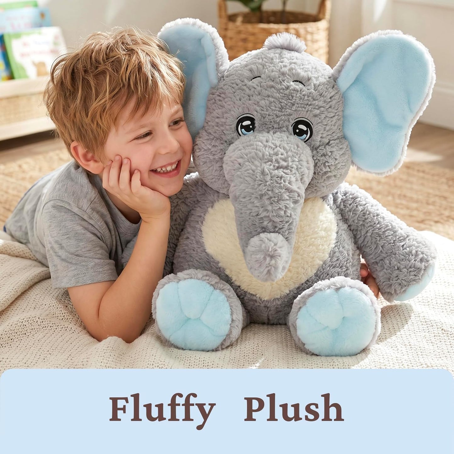 IKASA Juguete de peluche de elefante grande, 22.5 pulgadas, lindos...
