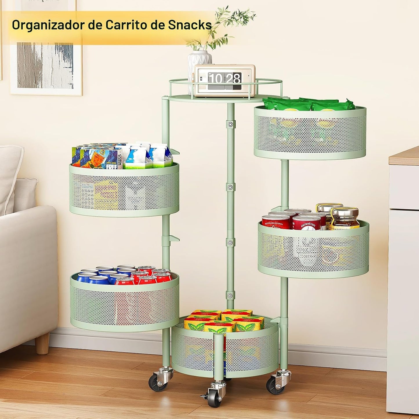 SNTD Cesta de frutas y verduras para cocina con tapa superior de me...