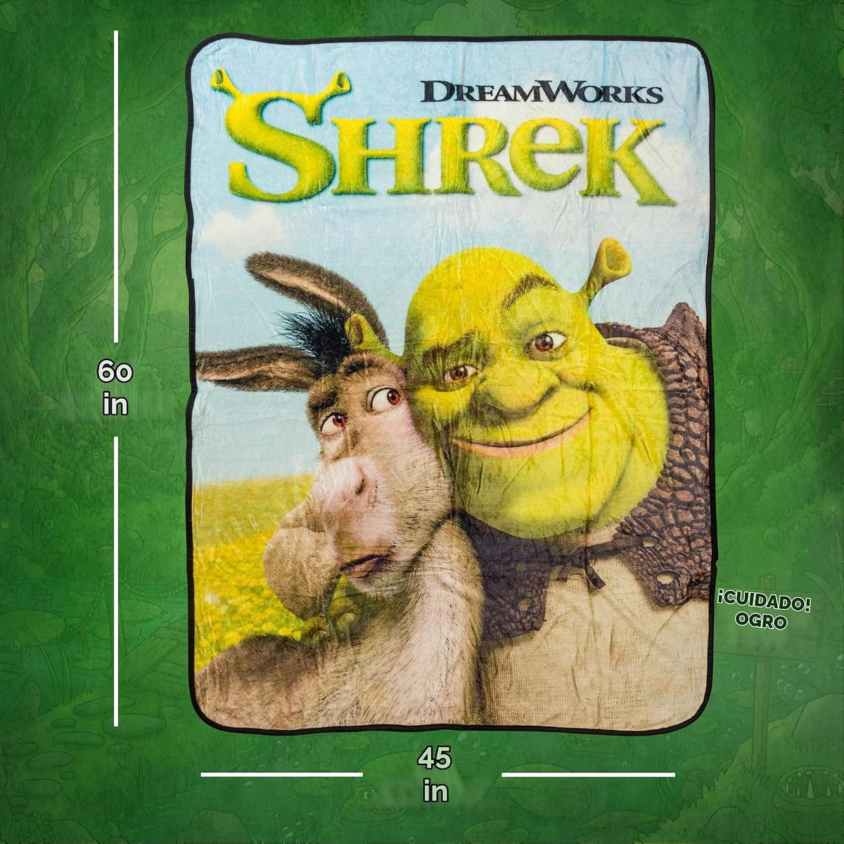 Silver Buffalo Shrek Donkey and Shrek Hugging - Manta de forro pola...