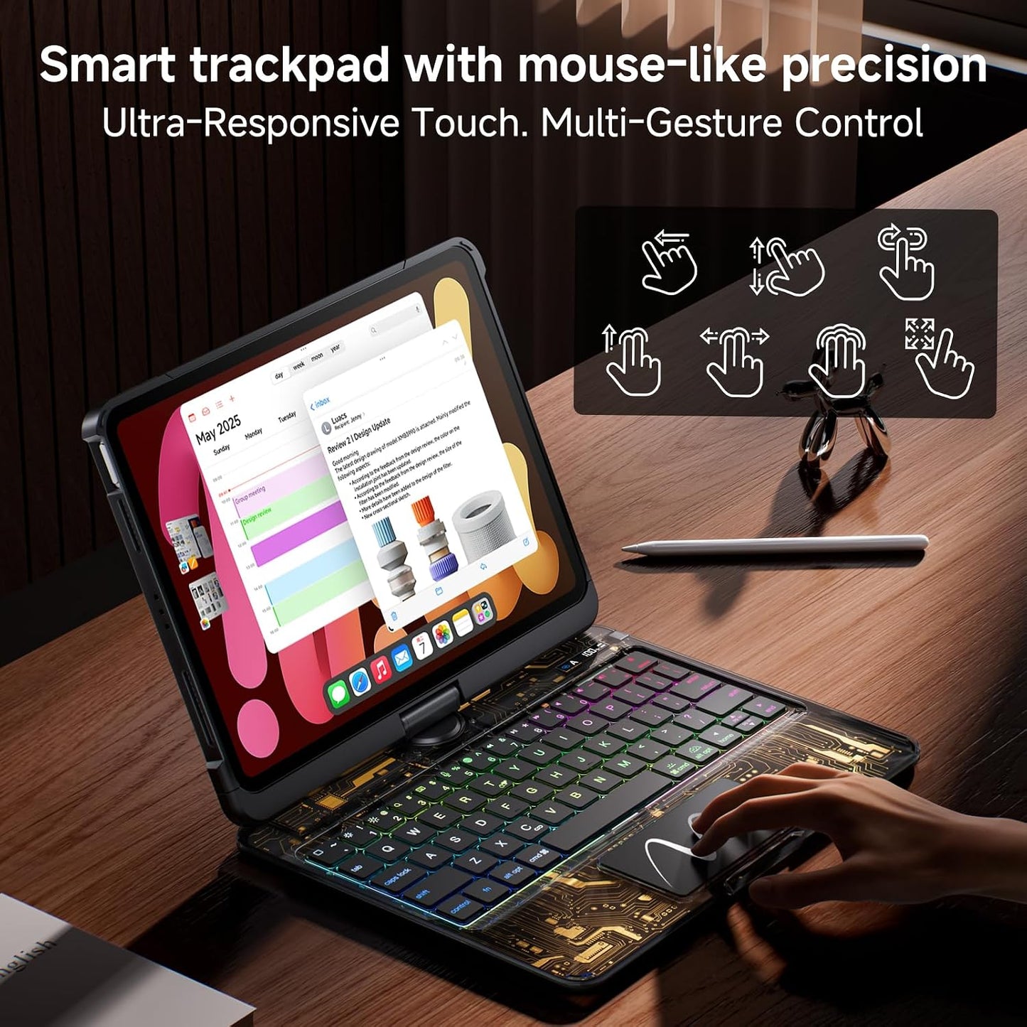 Tiaota Funda transparente con teclado inalámbrico para iPad mini 7...