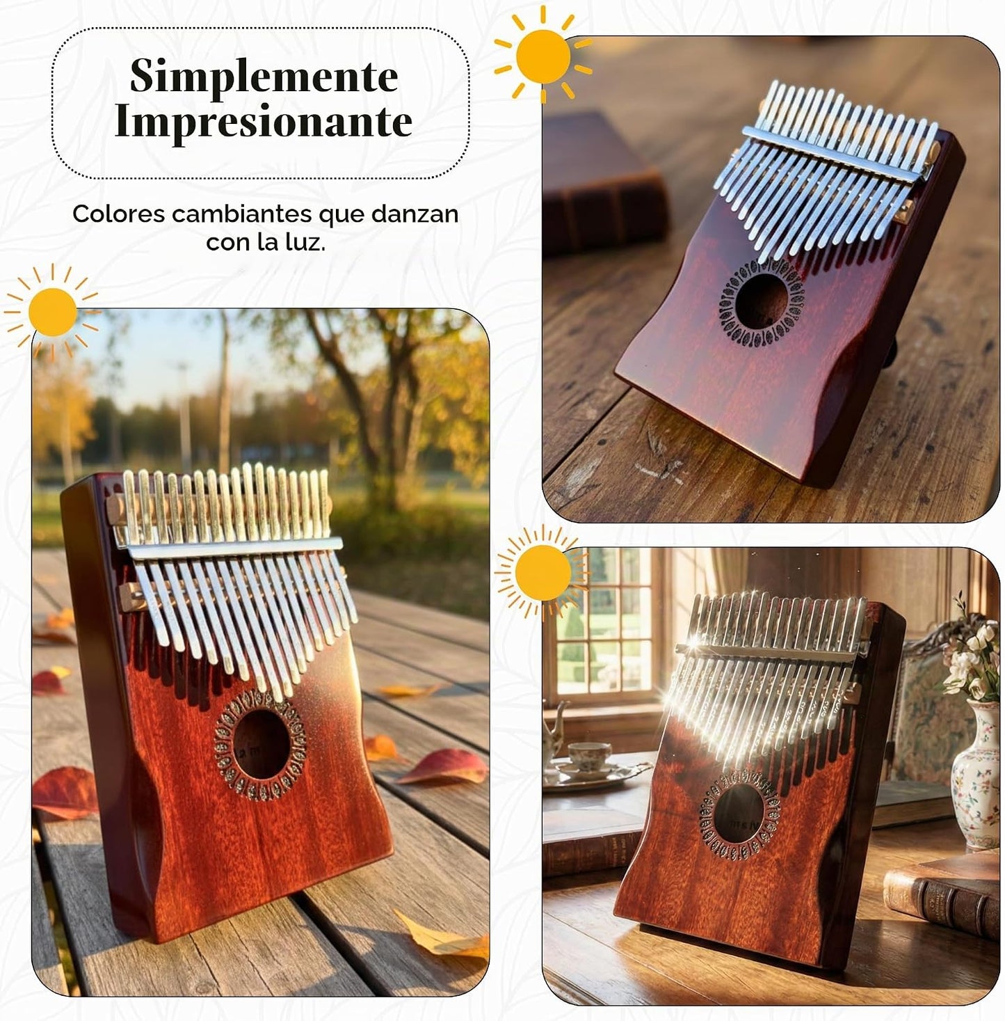Newlam Kalimba - Piano de pulgar de 17 teclas, regalo musical para...