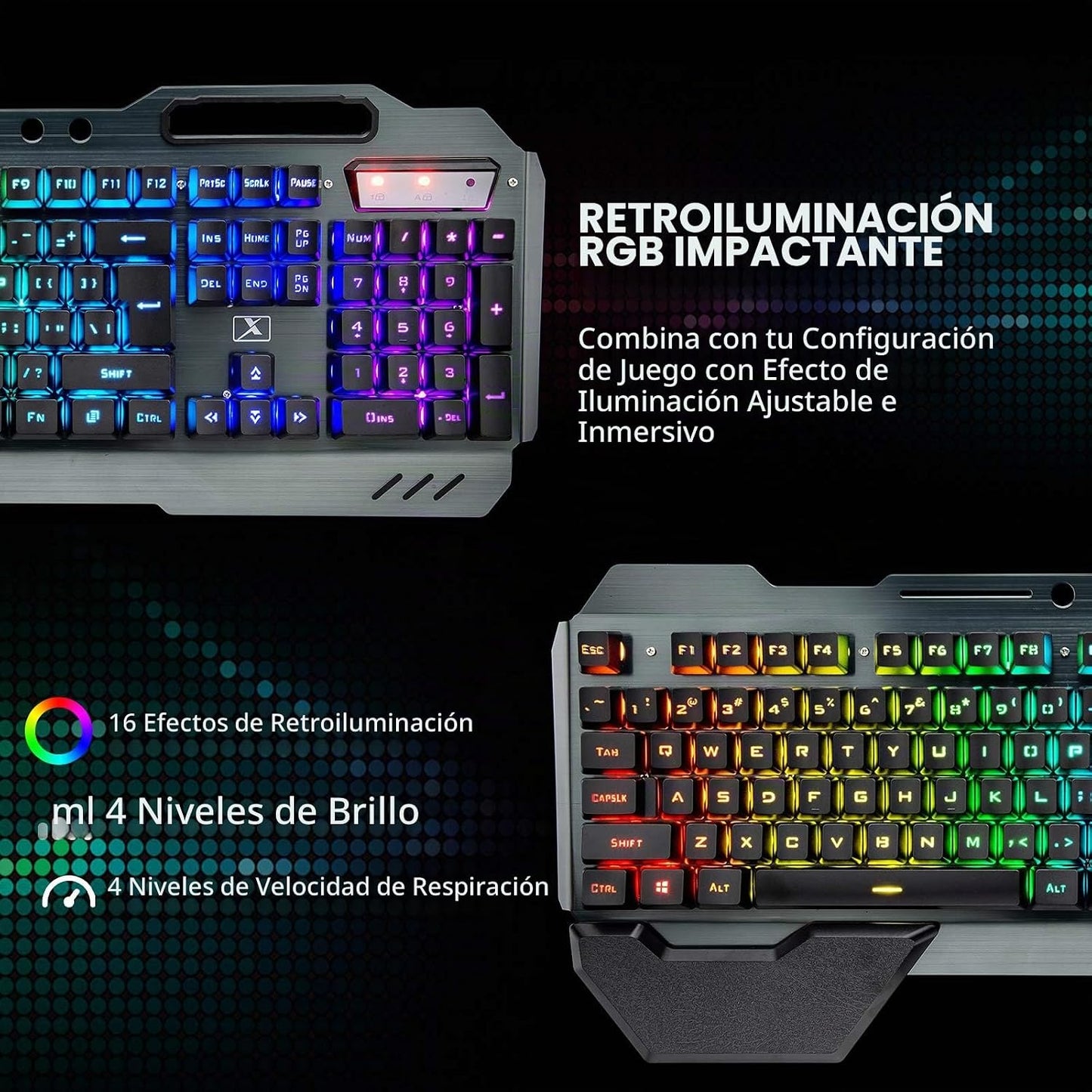 Teclado y ratón inalámbricos para juegos RGB con retroiluminación d...