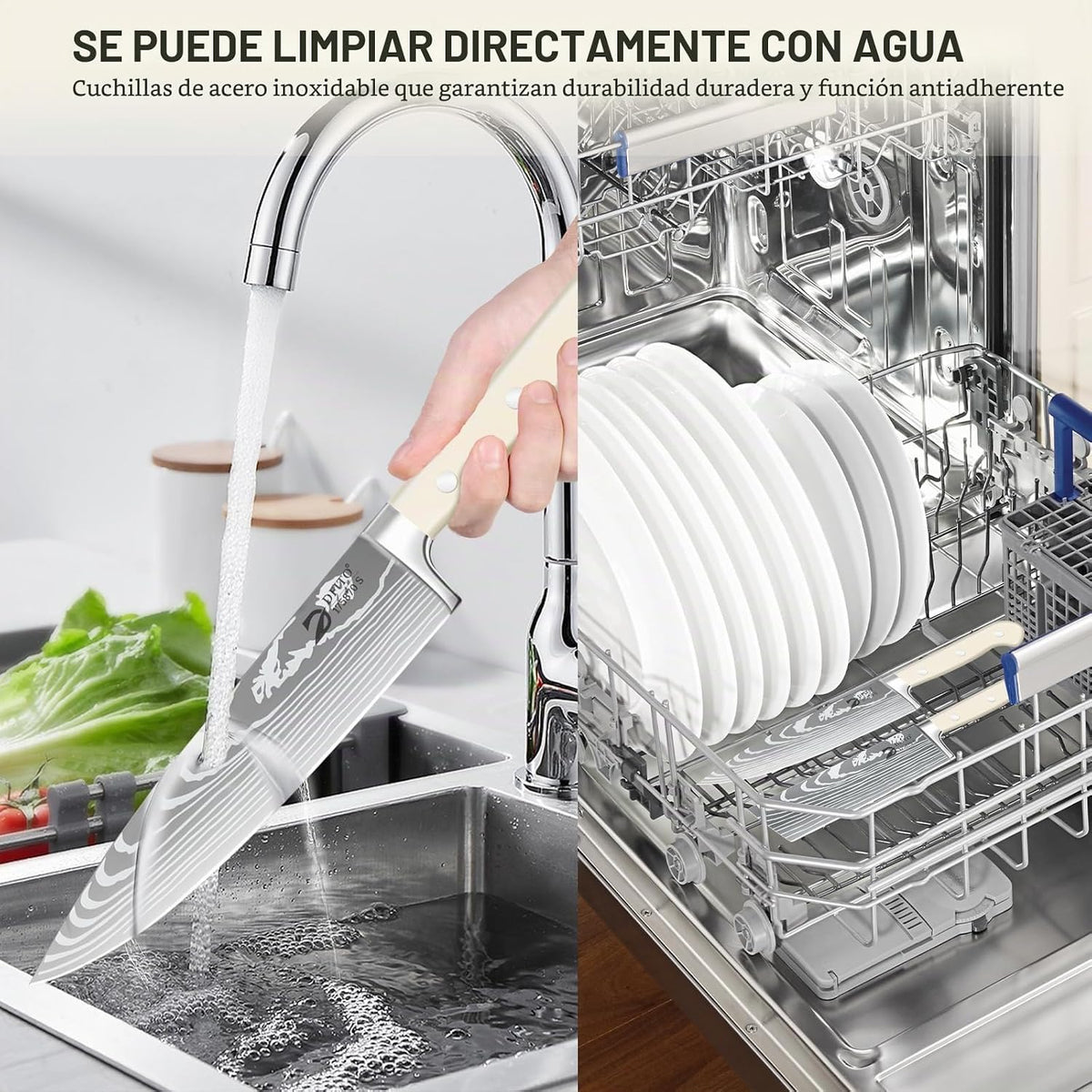 Dfito Juego de cuchillos de chef con bolsa de rollo, juego de 9 cuc...