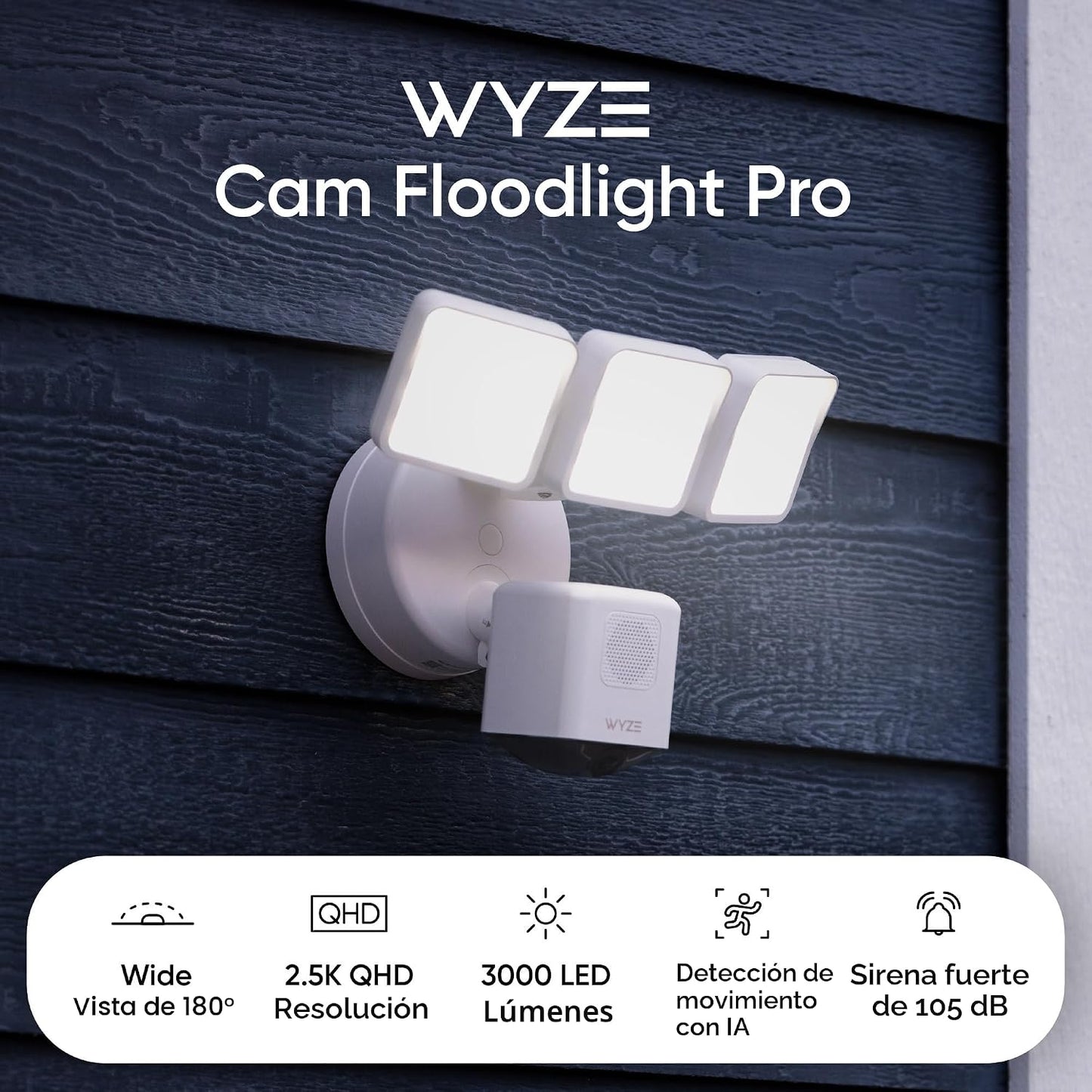 WYZE Floodlight Camera Pro, PCMag Editors' Choice LED de 3000 l...