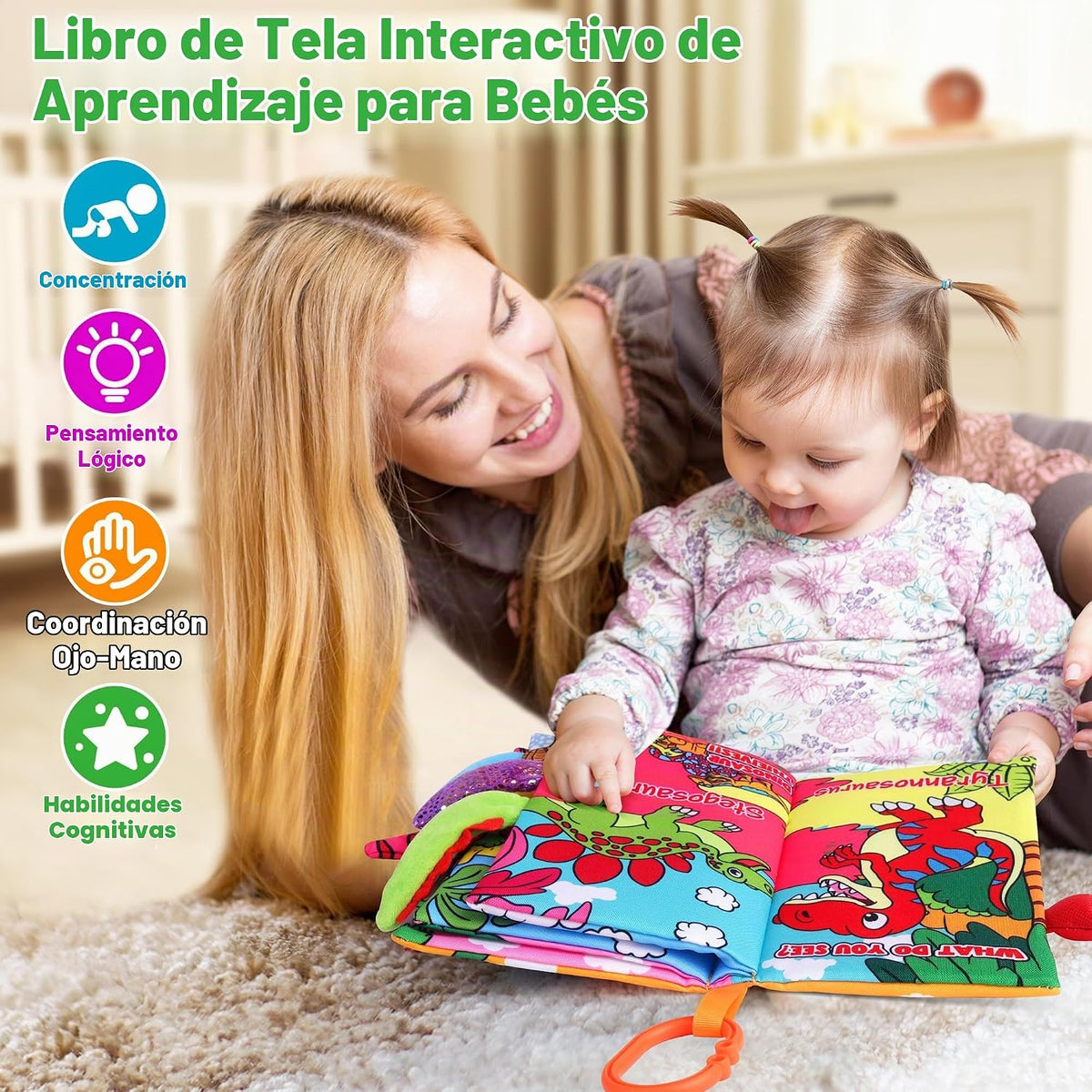 Helsort Libros Suaves para Bebés de 0-18 Meses, 2 Piezas Libro de T...