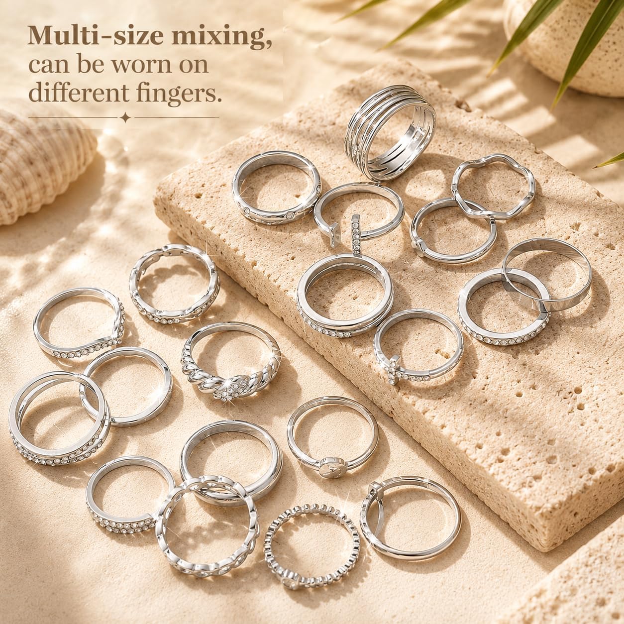 KISS WIFE Anillos apilables de oro para mujer, delicado juego de an...