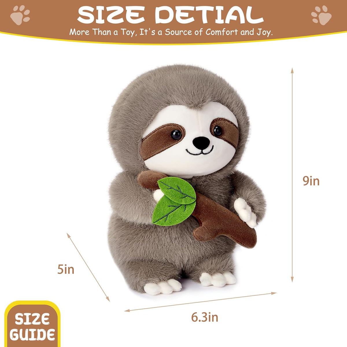 Riverwar Juguete de peluche de perezoso, 9 pulgadas, lindo y suave,...