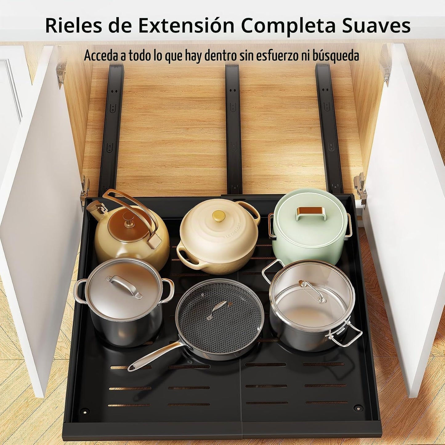 Organizador de gabinete extraíble, paquete de 2 cajones deslizables...