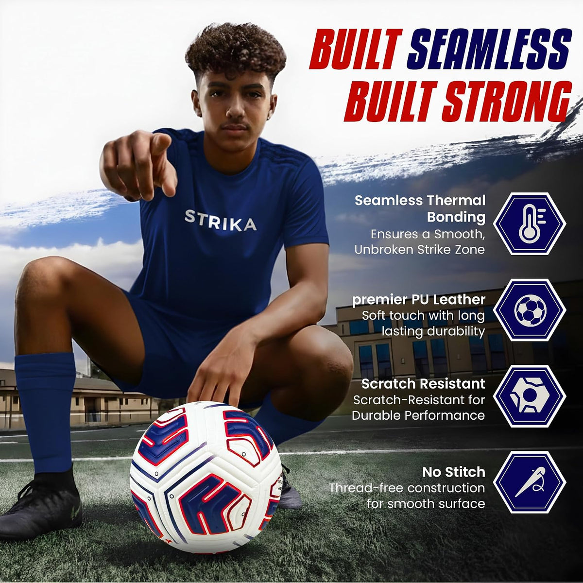 STRIKA Balón de fútbol prémium tamaño 5 y 4 \u2013 Pelota híbrida p...