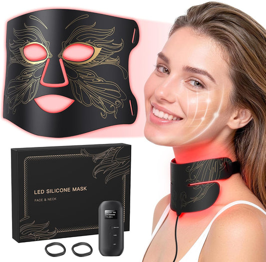 Terapia de luz roja 7 en 1 para cara y cuello, máscara de terapia d...