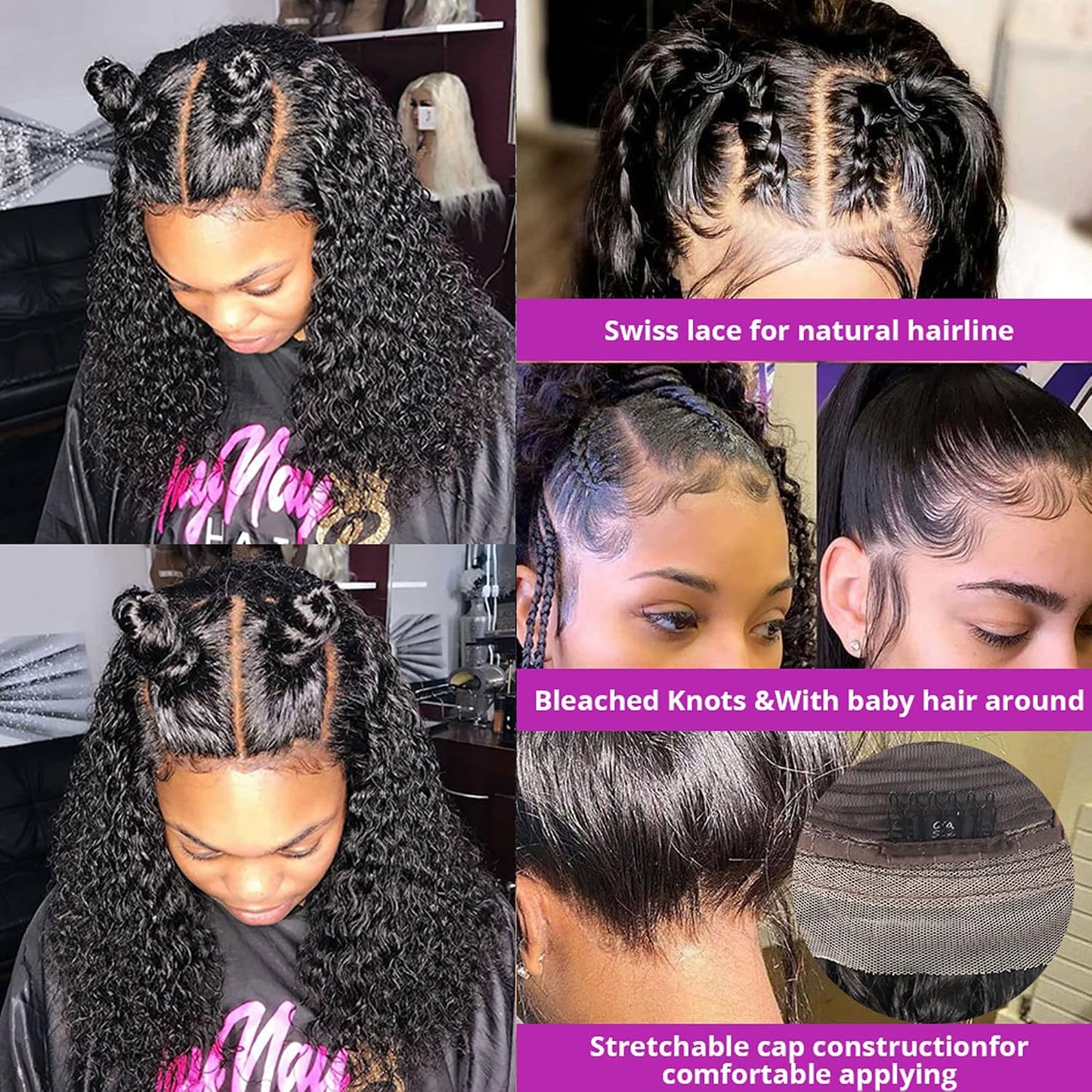 Peluca de pelo humano para mujeres negras; pelo humano rizado virge...