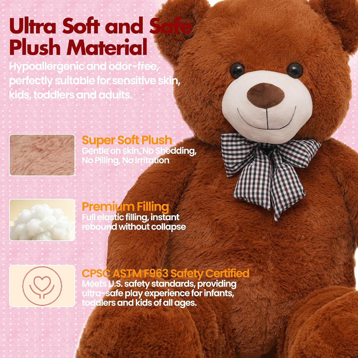 Oso de peluche gigante grande de 47 pulgadas, animales de peluche,...