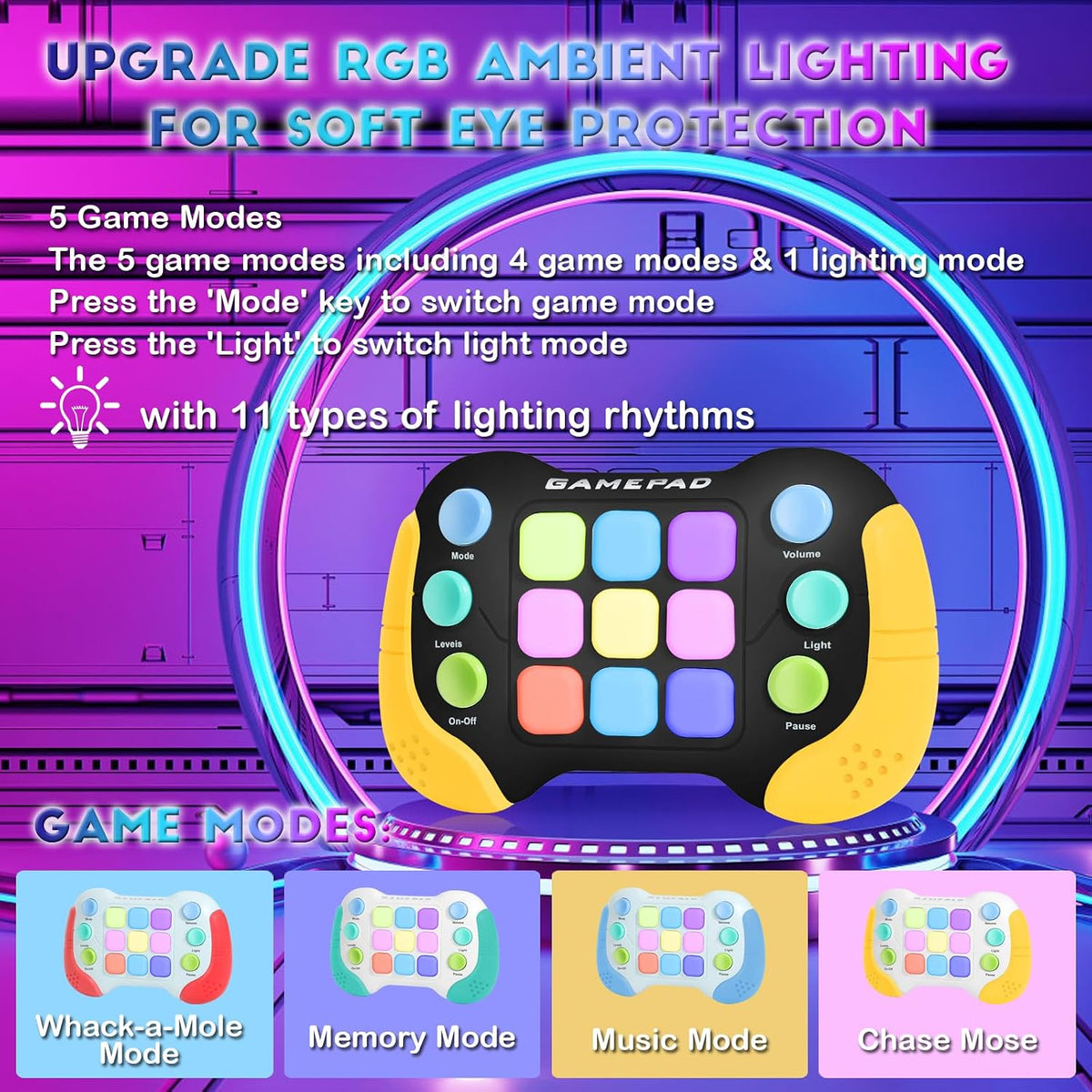 AOTIBO Manija de juguetes de presión rápidos, juego electrónico de...