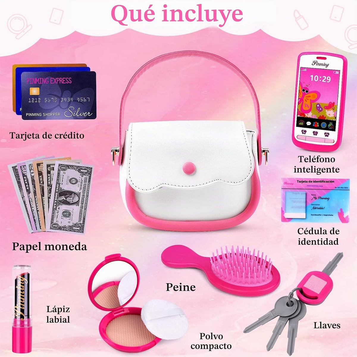 GJZZ Bolsa de juguete para niñas pequeñas, juguetes de maquillaje p...