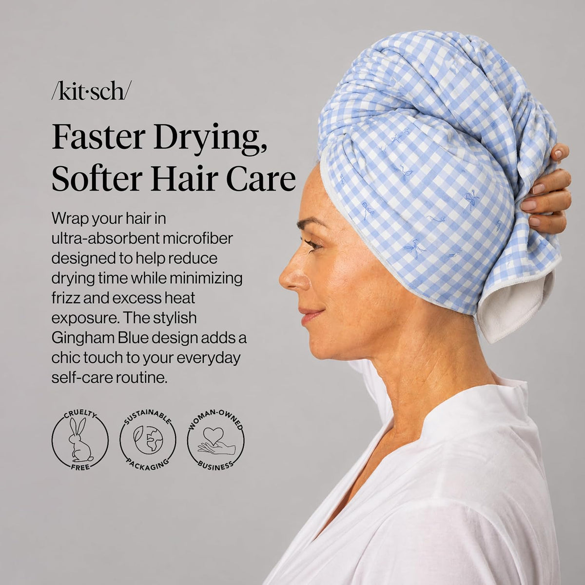 Kitsch Toalla de pelo de microfibra XL para mujer | Toallas de micr...