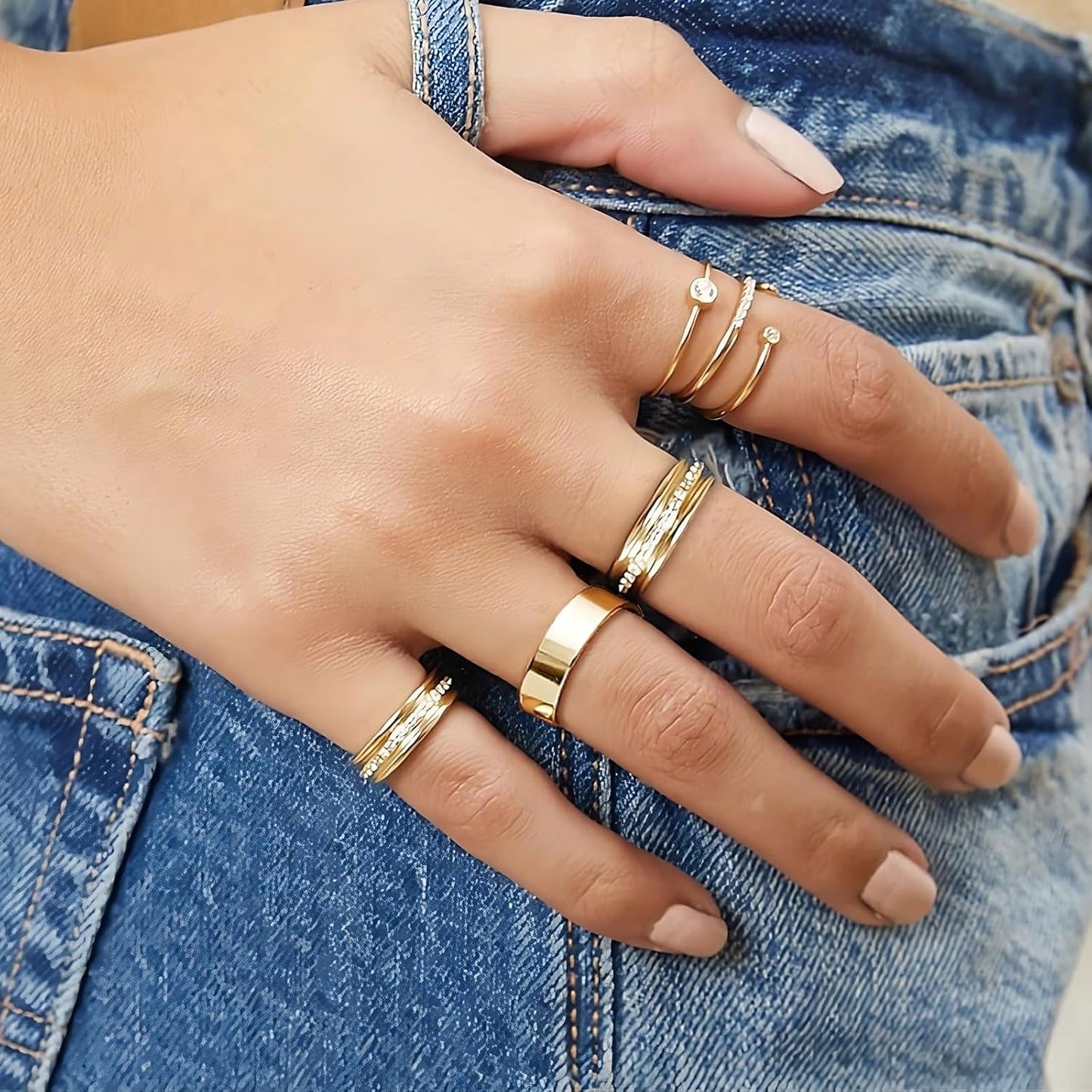 NOKMIT Anillos rellenos de oro de 14 quilates de 0.197 in para muje...