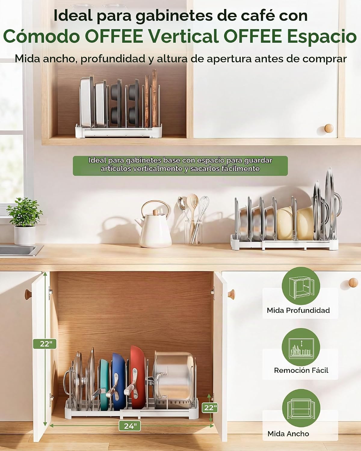 EVERIE - Organizador ajustable para utensilios de hornear con sopor...