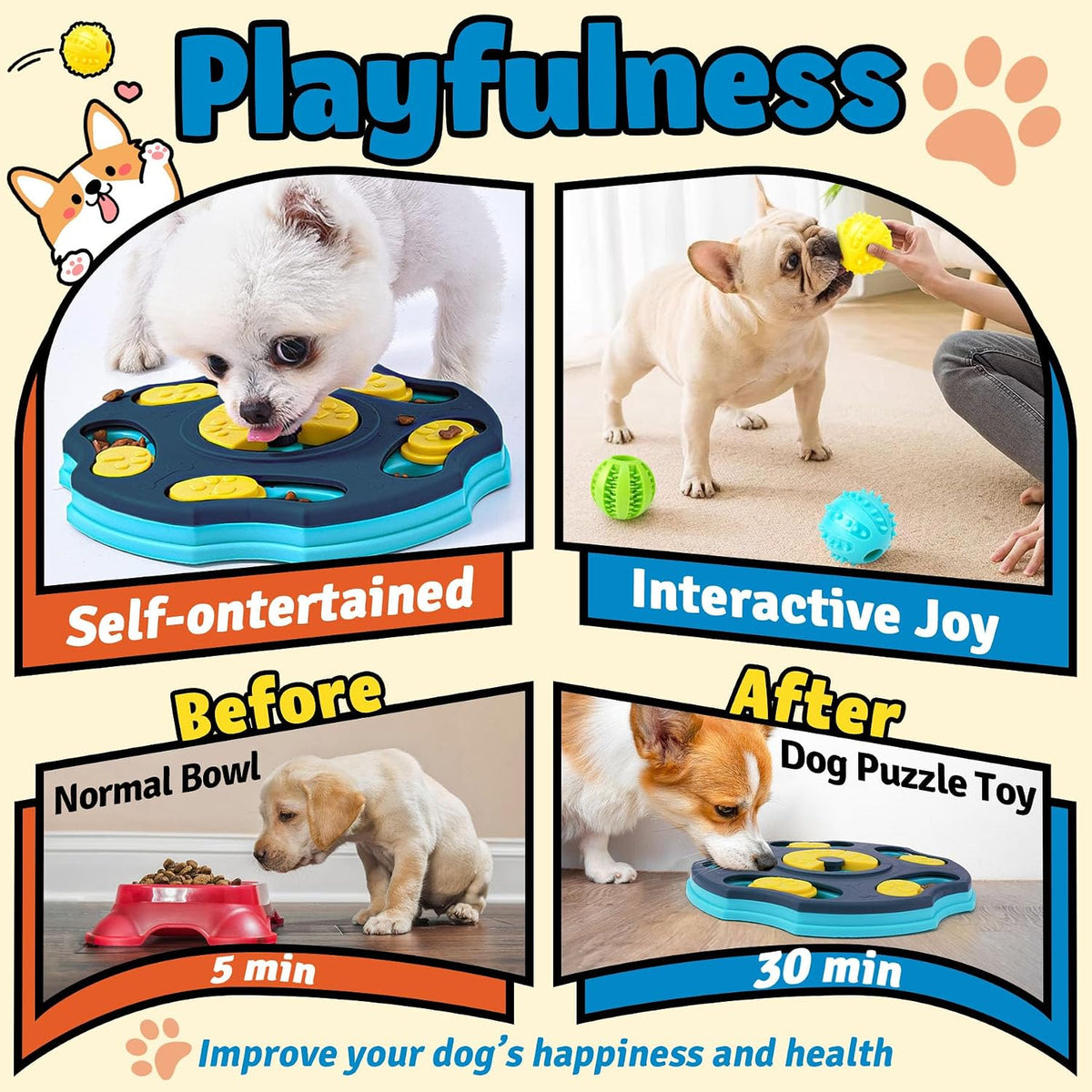 Forfon Juego de 9 Piezas de Juguetes Rompecabezas para Perros Todo...