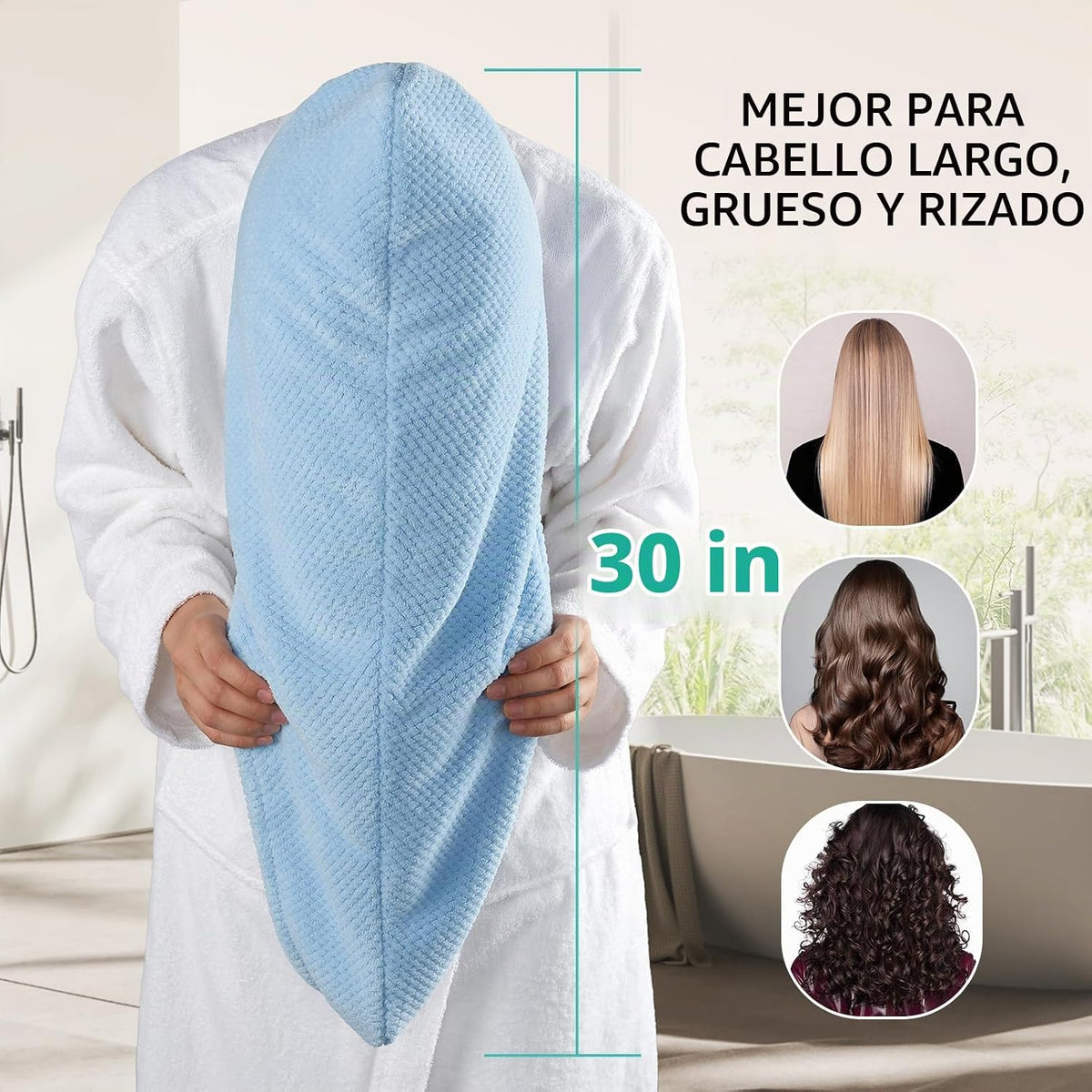 YFONG Paquete de 3 Toallas Grandes de Microfibra para Envolver el C...