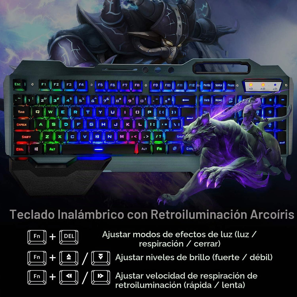 Teclado y mouse inalámbricos, juego de ratón y teclado recargables...