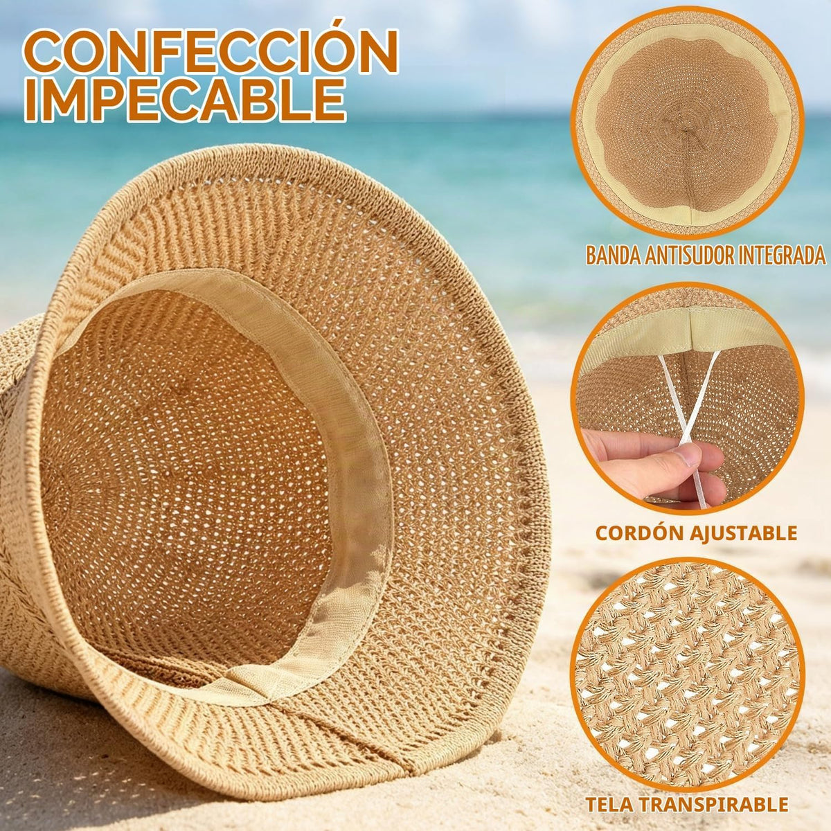 Sombrero de pescador de ganchillo para mujer, sombrero ligero de pa...