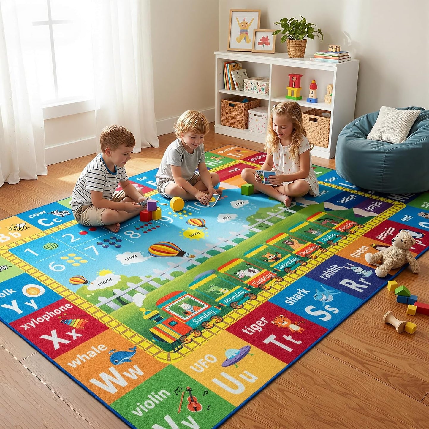 ST. BRIDGE Alfombra educativa para niños de 6 x 9 pies, alfombra de...