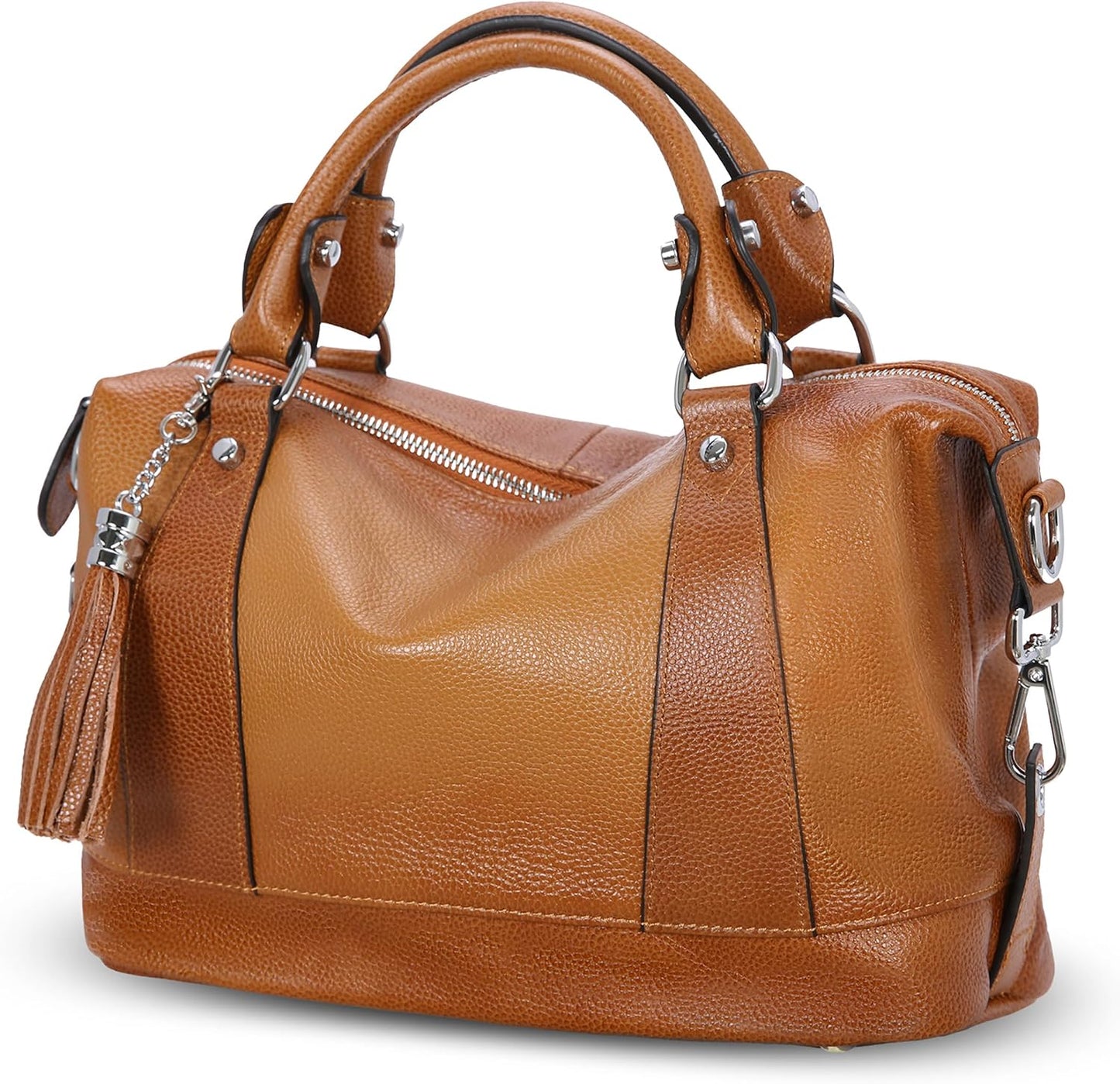 Heshe Bolsos de hombro de cuero genuino para mujer, bolsos satchel,...