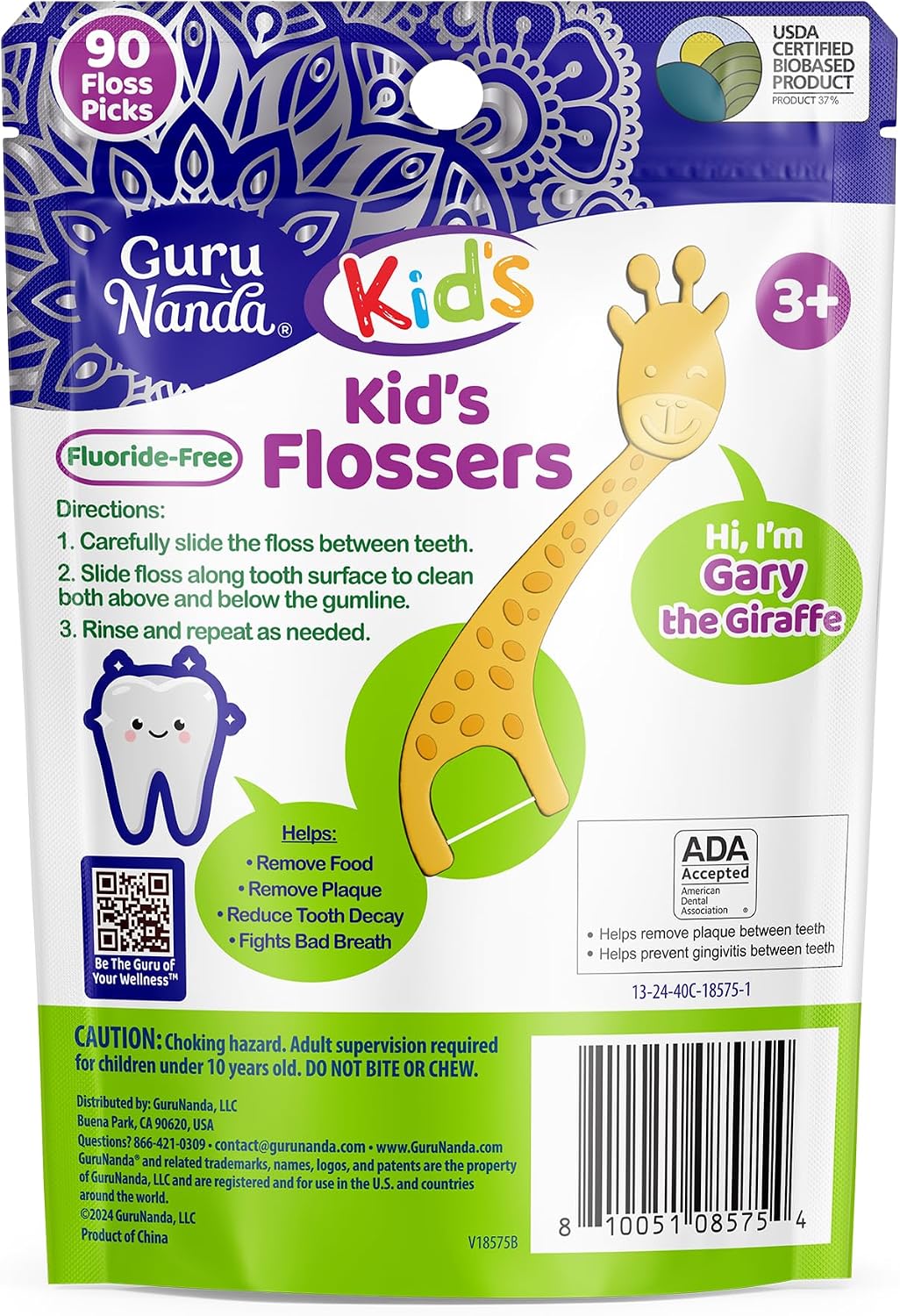 GuruNanda Palillos de hilo dental para niños, palillos extralargos...
