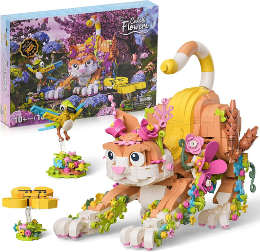JOJO&amp;Peach - Juego de juguetes de construcción de gatos y flore...