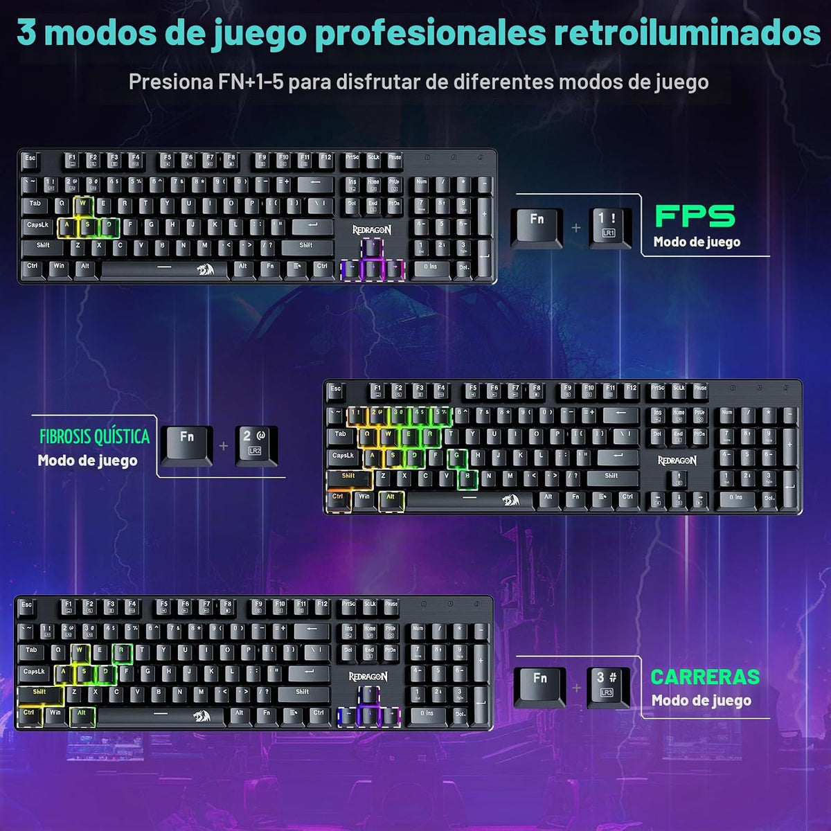Redragon Teclado Mecánico para Juegos con Cable, 11 Modos Retroilum...