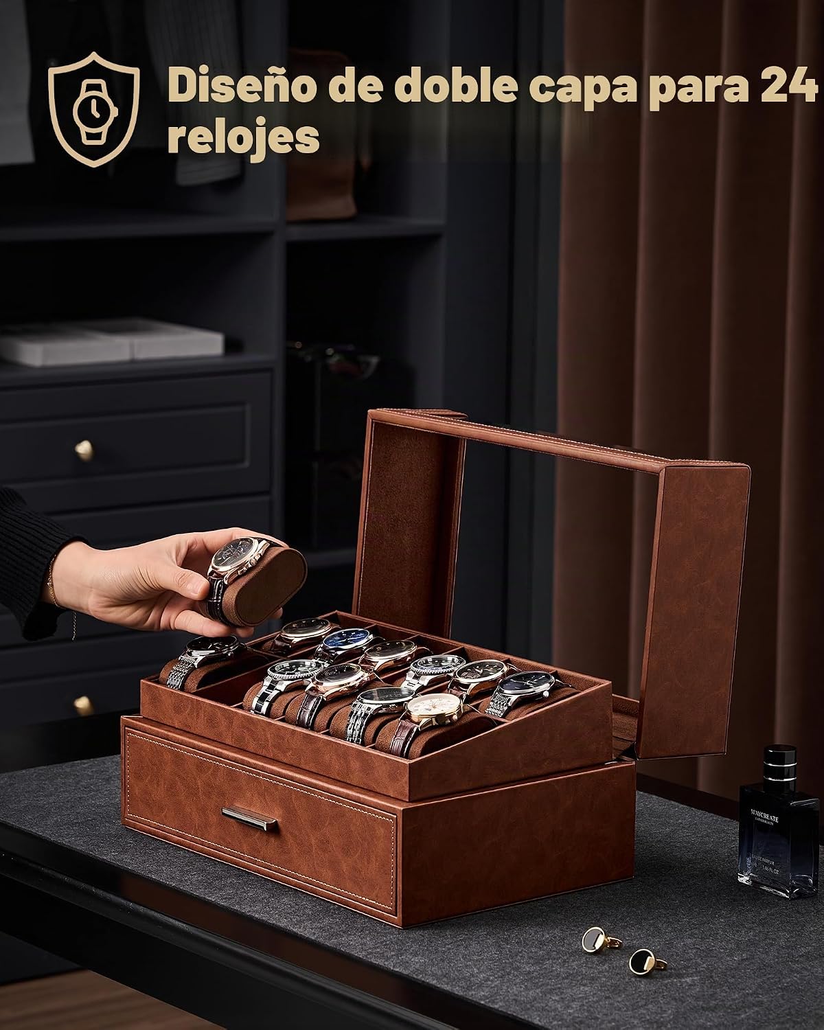 ProCase Caja de reloj para hombres, soporte de exhibición de reloj...