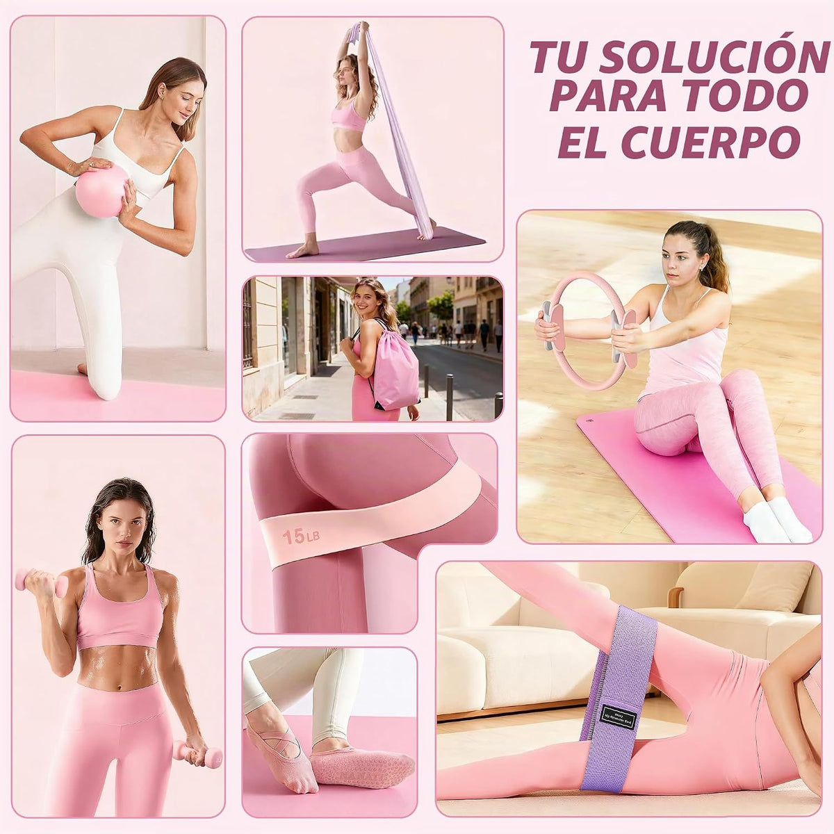 NANATI Kit de pilates, kit de entrenamiento de pilates en casa para...