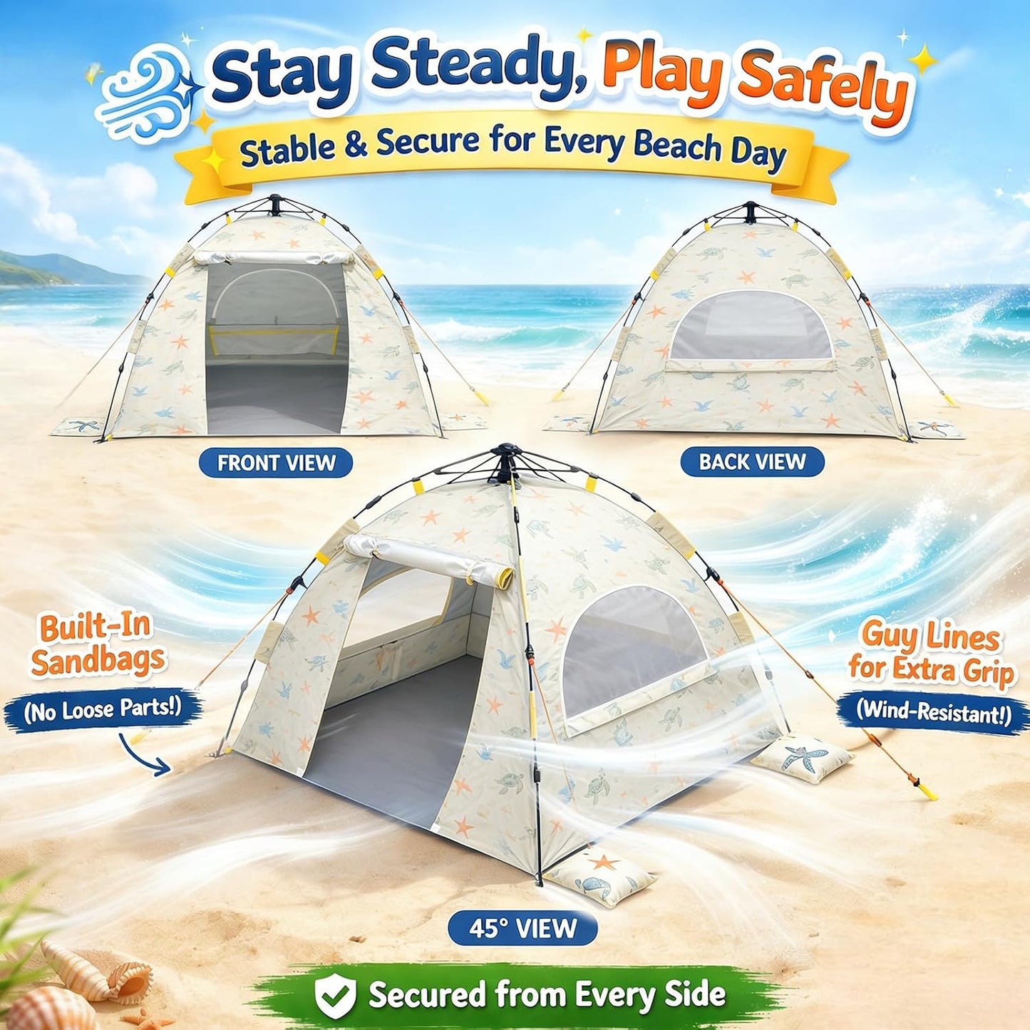 Tienda de campaña de playa para bebés con protección UV UPF 50+, in...